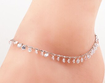 Zircon Hair Hoop: 925 Sterling Silver with Rose Gold Plating, 21 cm Extendable