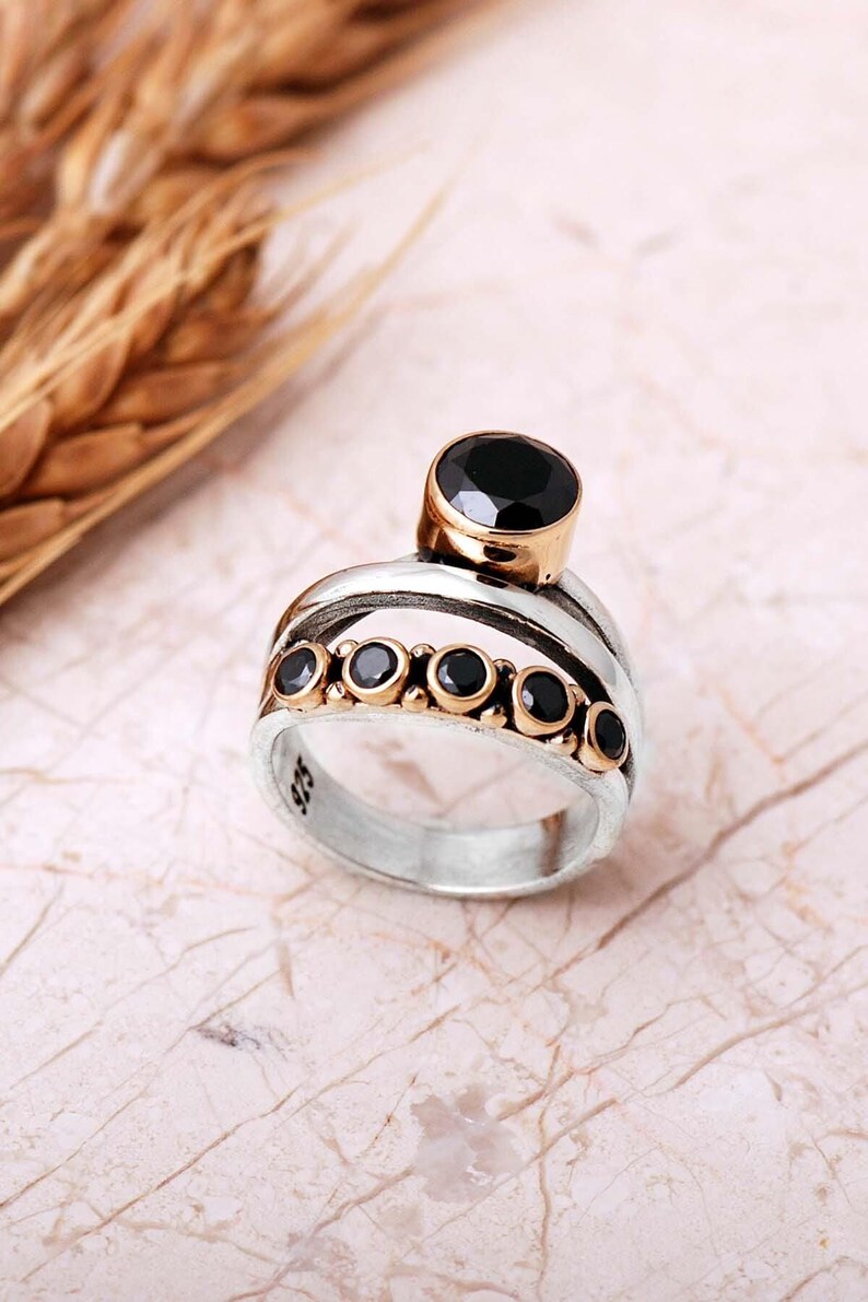 Natural Stone Ring: 925 Sterling Silver with Quartz, Ruby, Amethyst, Emerald, Onyx image 7