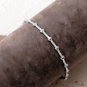 Rhodium‑Plated Silver Chain Bracelet with Zircon Crystals, 17 cm Bild 2