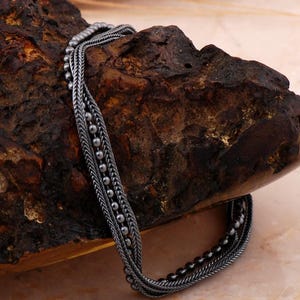Midyat Weave Silver Bracelet: Adjustable 925 Sterling Silver with Black Oxide Finish image 3