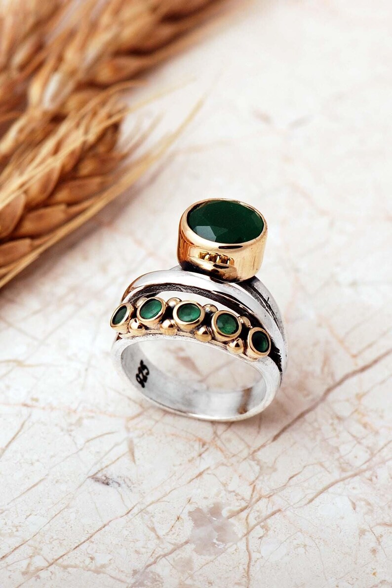 Natural Stone Ring: 925 Sterling Silver with Quartz, Ruby, Amethyst, Emerald, Onyx image 6