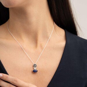 Antique Sapphire Jewelry Set 925 Sterling Silver Vintage Earrings Ring Pendant Chain image 1