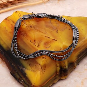 Midyat Weave Silver Bracelet: Adjustable 925 Sterling Silver with Black Oxide Finish image 2