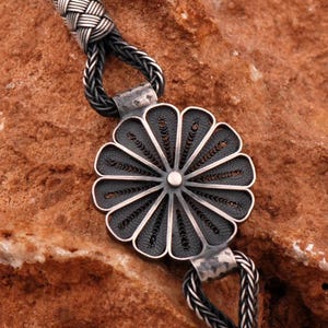 Close-up antique silver necklace