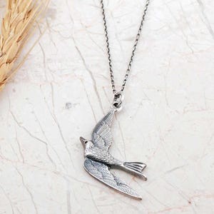 Antique Silver Dove Pendant Necklace, 50cm Chain image 1