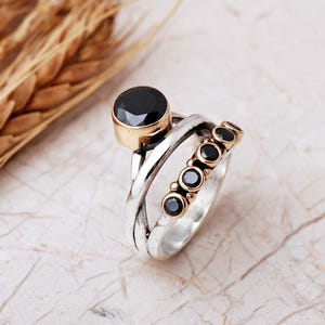 Natural Stone Ring: 925 Sterling Silver with Quartz, Ruby, Amethyst, Emerald, Onyx image 3