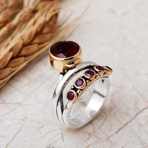 Natural Stone Ring: 925 Sterling Silver with Quartz, Ruby, Amethyst, Emerald, Onyx image 8