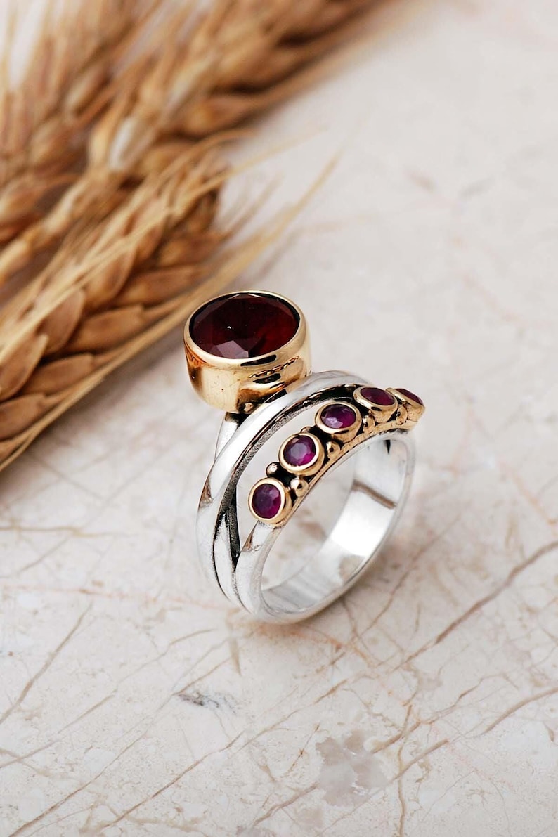 Natural Stone Ring: 925 Sterling Silver with Quartz, Ruby, Amethyst, Emerald, Onyx image 8