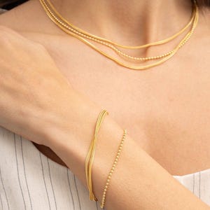 Midyat Woven Mesh Jewelry Set: 14k Gold Plated 925 Silver Necklace, Bracelet & Earrings image 3