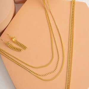 Midyat Woven Mesh Jewelry Set: 14k Gold Plated 925 Silver Necklace, Bracelet & Earrings image 4