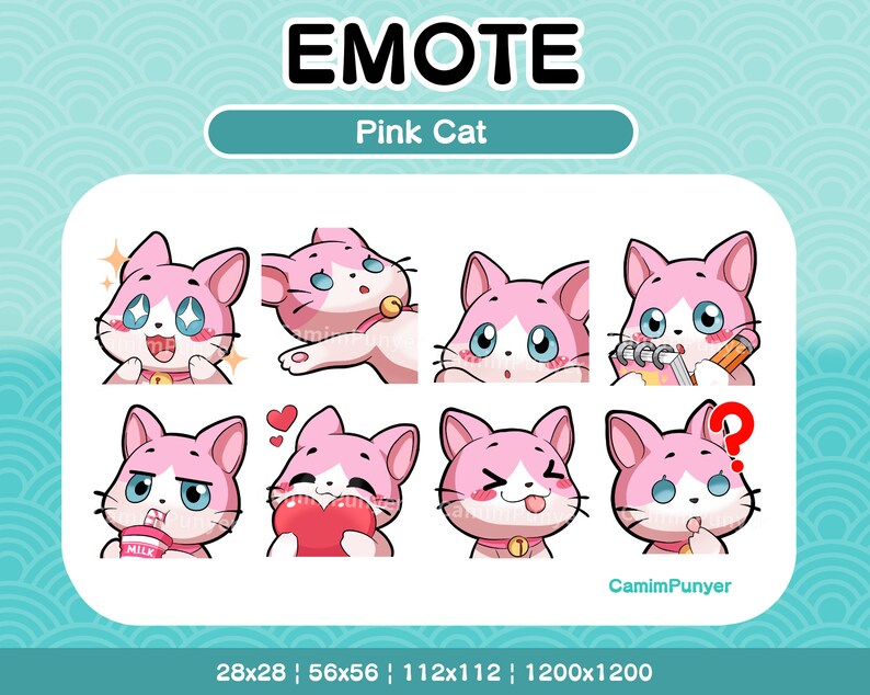 Cute Cat Emote Pink Cat Twitch Emote Twitch Cat Emotes Cute Emote