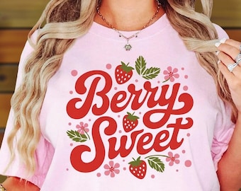 Comfort Colors® Berry Sweet Shirt, Strawberry Graphic Tee, Cute Fruit Summer Cottagecore Shirt, Garden Lover Gift Top For Women Men