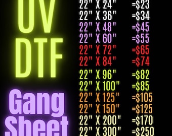 Custom UV Dtf Gang Sheet Transfer, Permanent & Durable Uv Dtf, Vibrant Uv Dtf Stickers, Ready to Apply UV Dtf, Easy to Use UV Dtf Cup Wrap