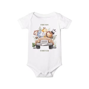 Infant Romper, Baby Animals Driving Through the Jungle, Safari Bodysuit, Cute Jungle Onesie, Animal Friends Baby Outfit, Zoo Animal Infant