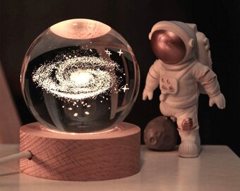 Boule de cristal 3D Voie Lactée Décoration – Veilleuse personnalisée avec nom pour enfants – Cadeau unique pour filles et garçons