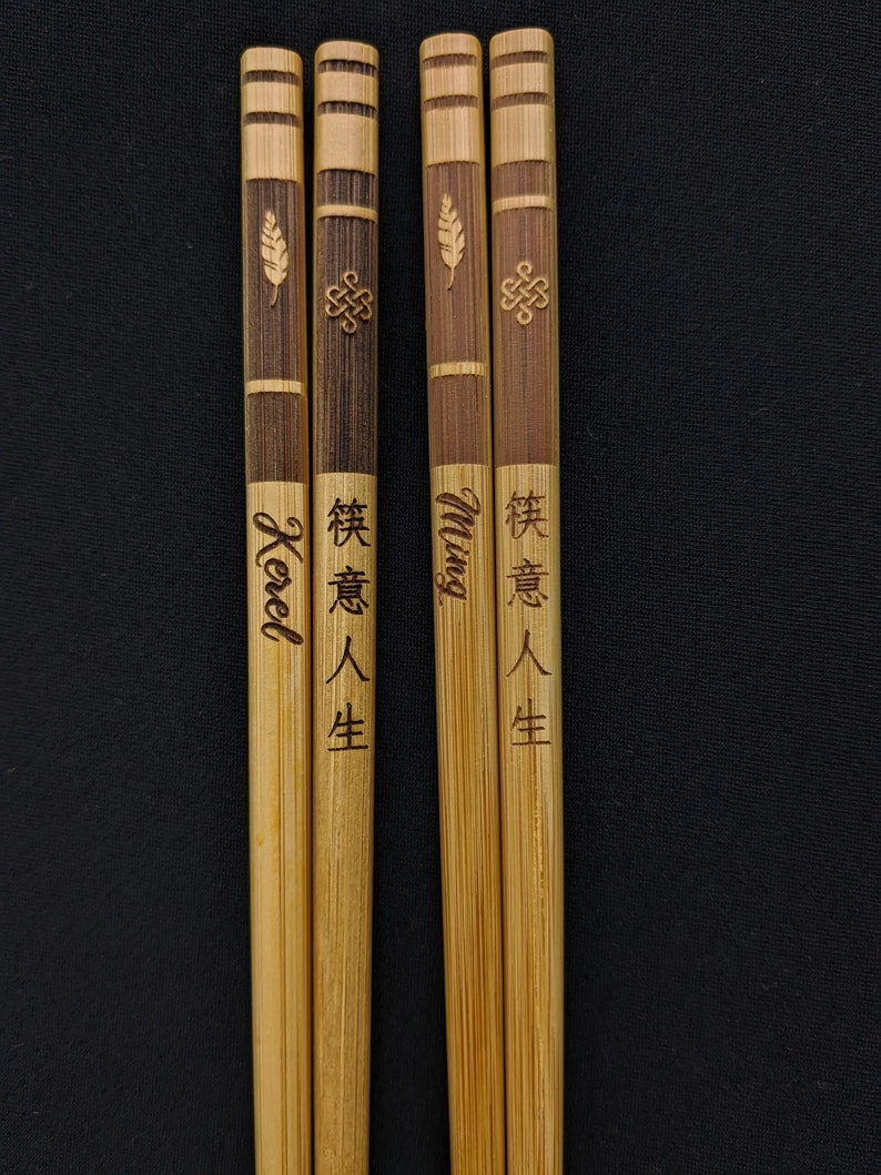 Essstäbchen personalisiert mit Gravur und Box Personalisierte Sushi-Stäbchen Geschenk für Männer und Frauen Custom Chopstick Set Bild 2