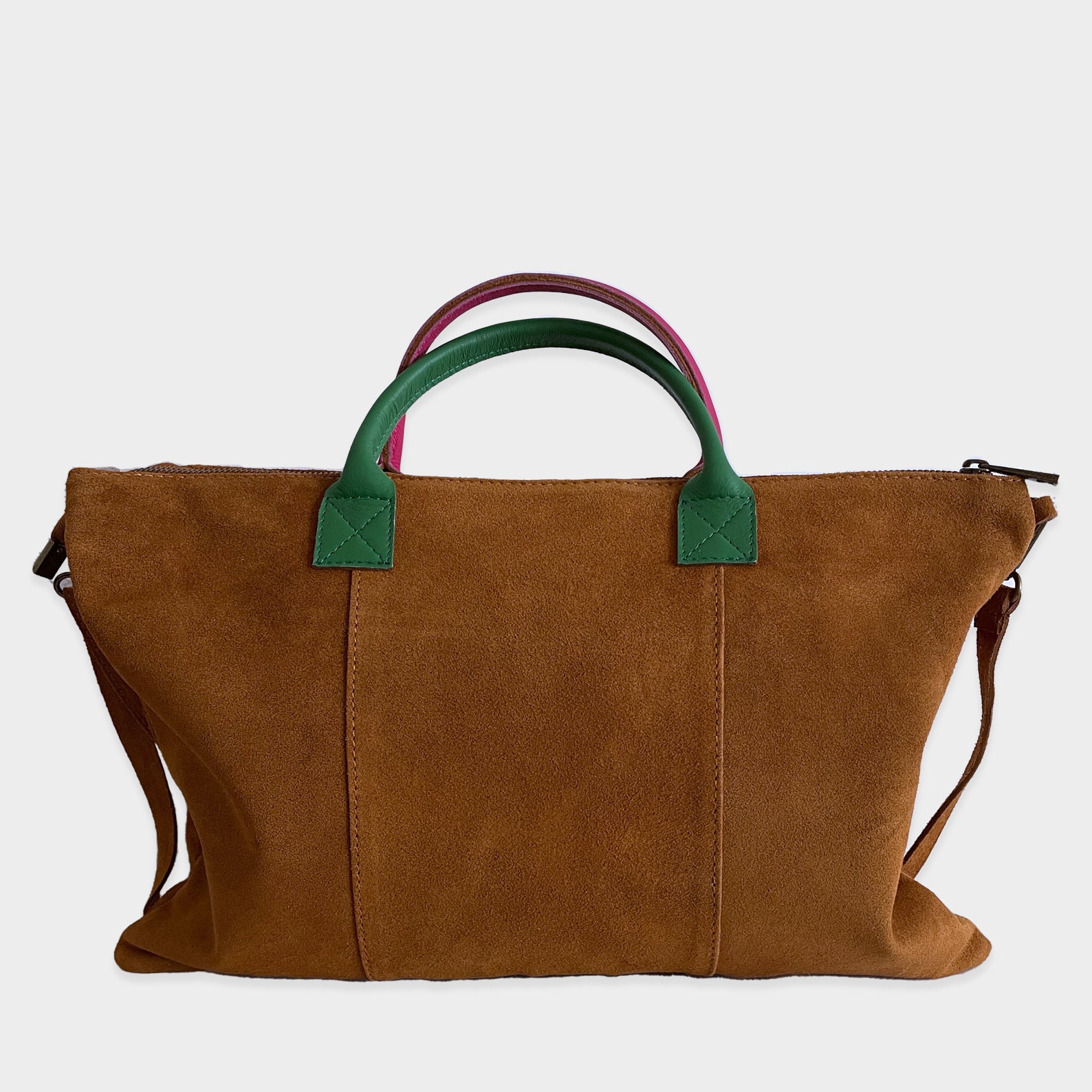 Borsa da lavoro in pelle scamosciata Tasca interna Zip nella