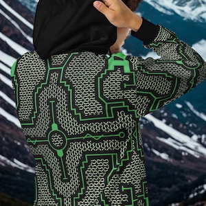 Shipibo Art Unisex Zip Hoodie - Amazonian Kené Pattern - Sacred Geometry Spiritual Streetwear - Ayahuasca Visionary Art Recycled Hoodie