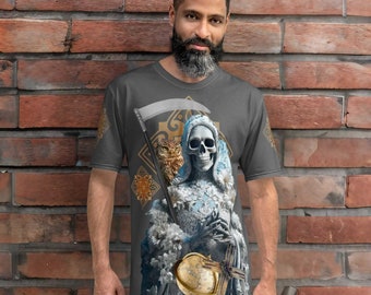 Santa Muerte T-Shirt - Men's All Over Mexican Style Holy Death Art