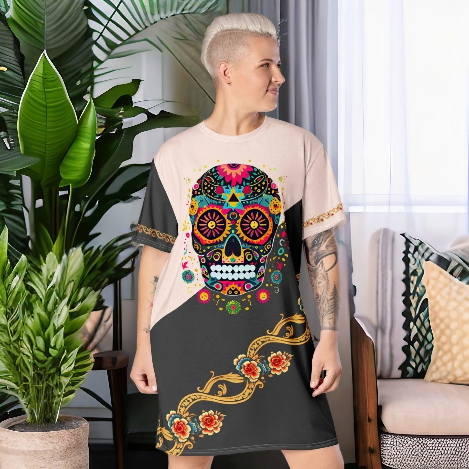 Skull t shirt dress sale