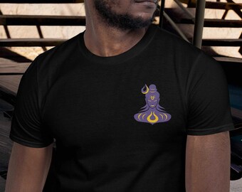 Shiva T-shirt - Om Namah Shivaya spiritueel borduurwerk en DTG bedrukt unisex T-shirt