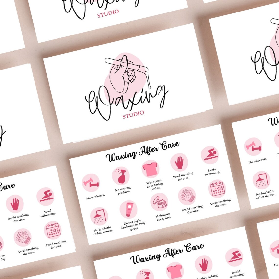 Waxing Aftercare Instructions Card , Hair Removal Aftercare Card, Wax Studio Business Cards