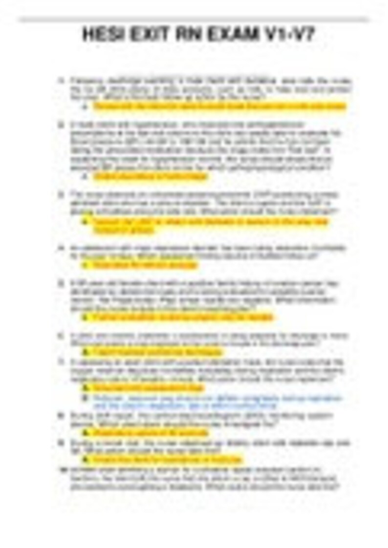HESI RN Exit Exam V1V7 20232024 Etsy