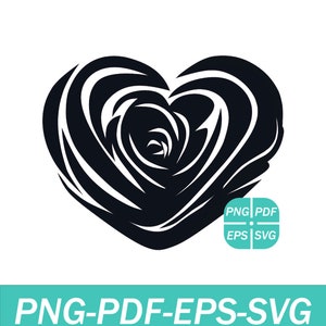 Rose Heart Instant download file, Rose Decor svg, Heart Decor SVG