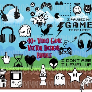 Gamer's Ultimative Bundle: 40+ Sofortiger Download Vektor-Designs für Videospiel-Liebhaber