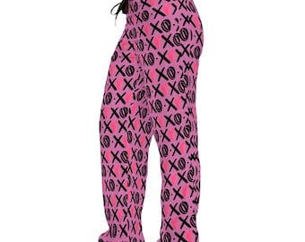 Women's Valentine hugs and kisses Pajama Pants, Love XOXO pajamas, Gift for women, heart pajamas