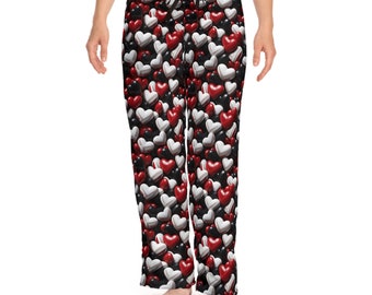 Women's Valentine Pajama pants, Heart pajamas, Valentine PJs, Gift for her, Valentines Day