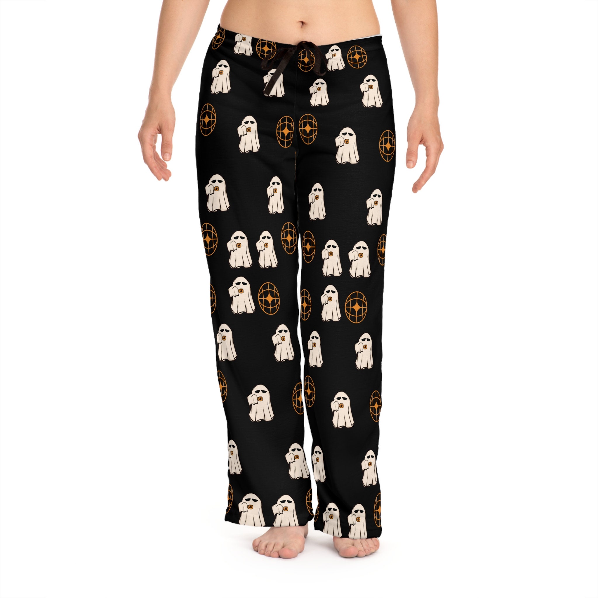 Women's Halloween Pajama Pants Funny Halloween Pants Coffee Ghost