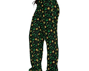 Women's St. Patricks Day Pajama Pants, Lucky Pajamas for her, Luck of the Irish PJs