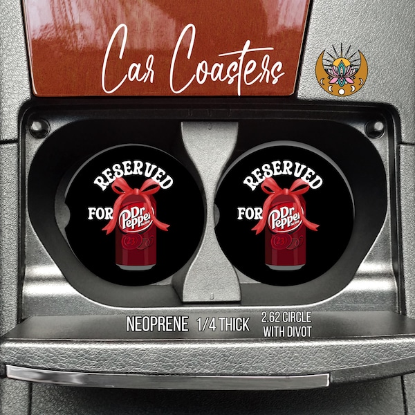 Dr. Pepper Car Coasters: Absorbent Neoprene, Set of 2