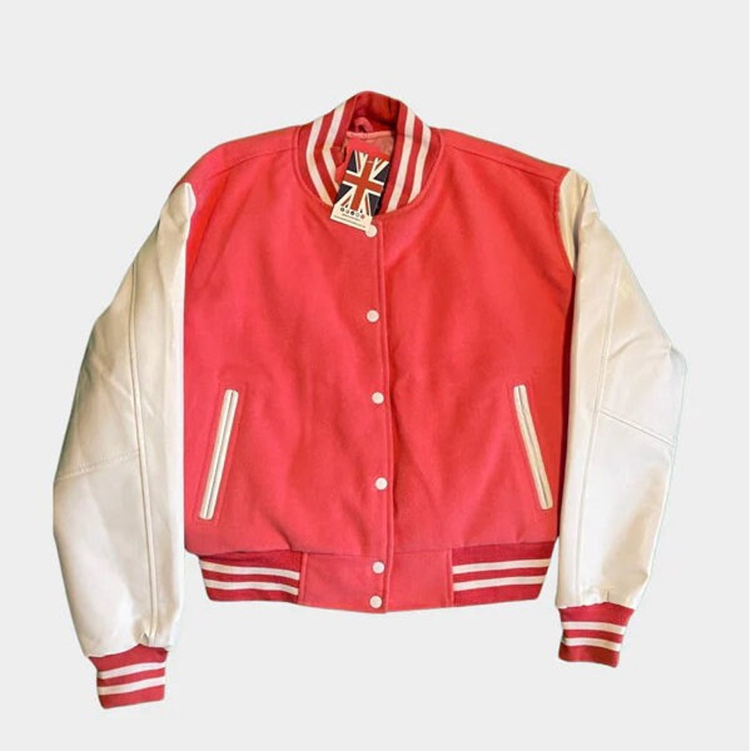 Pink Varsity Jacket Women Wool Varsity Jacket & Leather Etsy