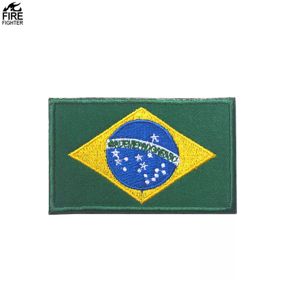  BBR254T Brazil Flag Emblem Tag 100% Embroidered Patch Iron or  Sew 2.36×1.65 in