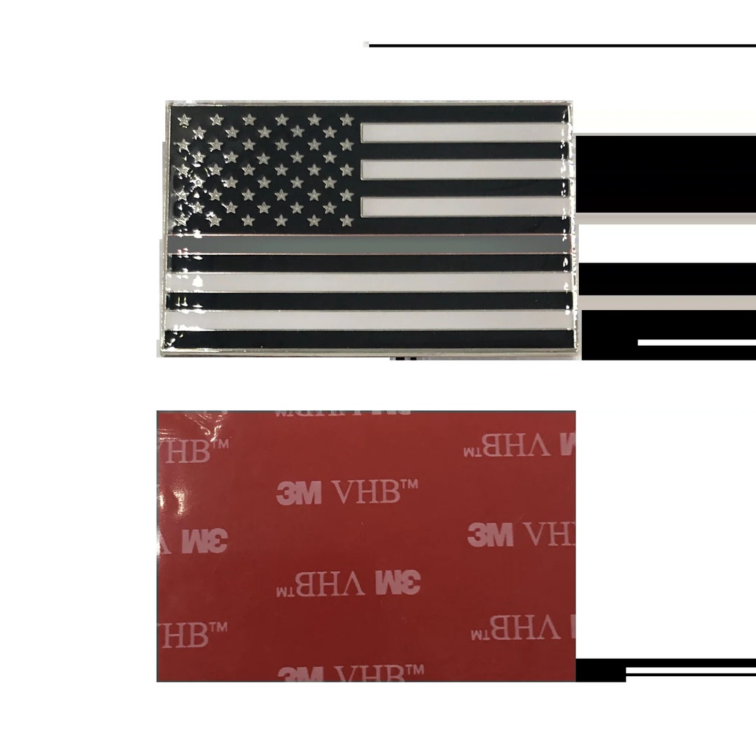 Thin Gray Line US Flag Vehicle Emblem Highend Metal Decal 3M Etsy