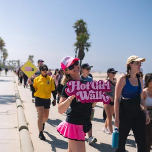 Hot Girl Walk on the beach in Santa Monica, California