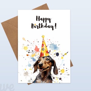 Dachshund Birthday Card Dog Birthday Card Instant Download Printable 3 ...
