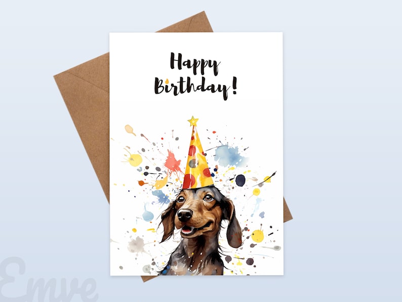 Dachshund Birthday Card Dog Birthday Card Instant Download Printable 3 ...