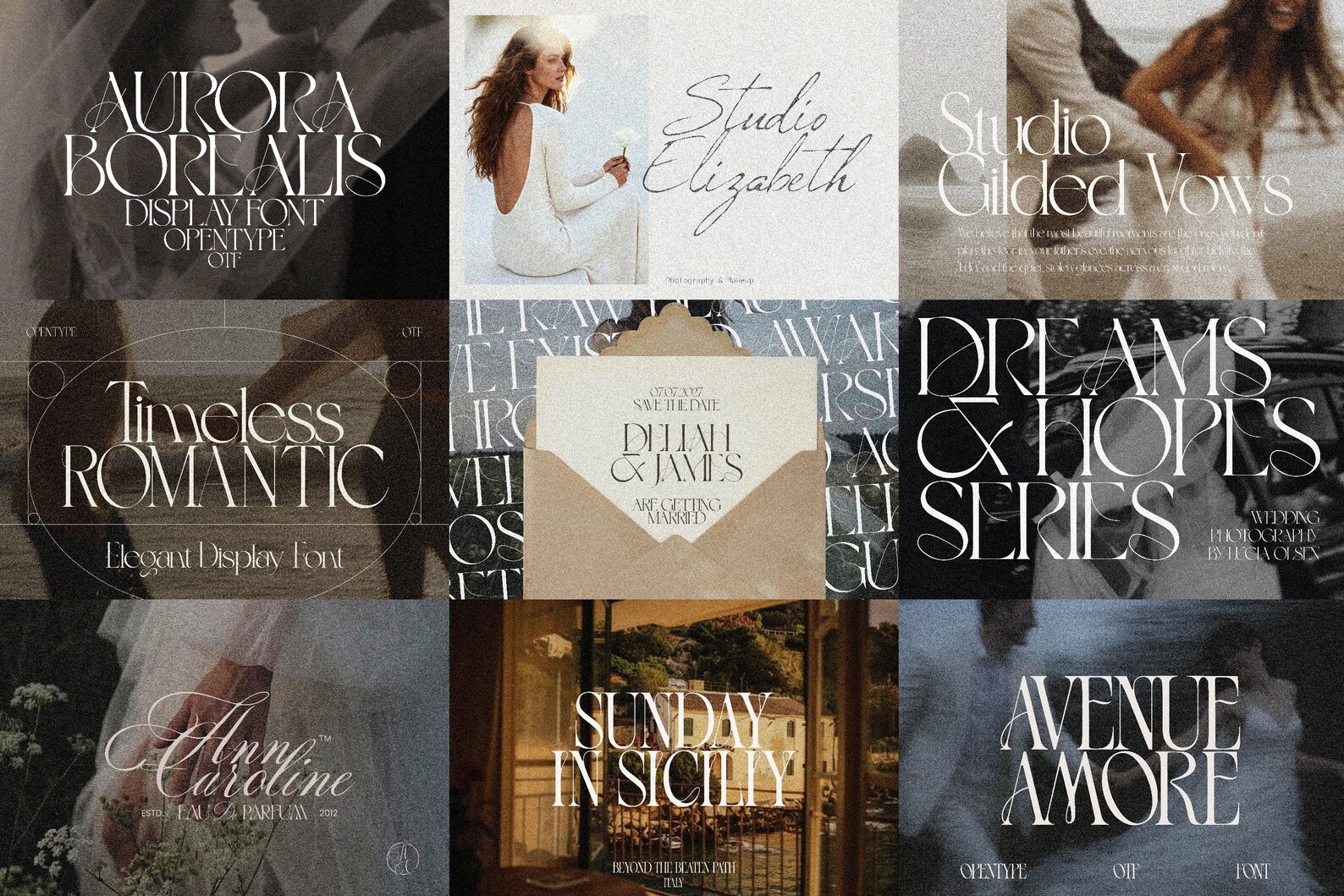 Luxury Wedding Font Bundle - Elegant Serif & Script Fonts - Wedding ...