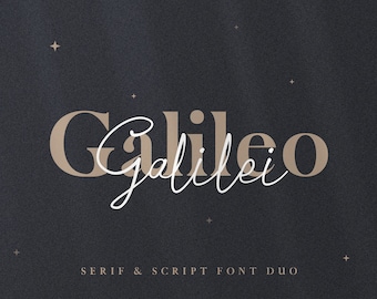 Galileo Galilei - Dúo Serif y Script / Pareja de fuentes modernas / Dúo de fuentes de marca