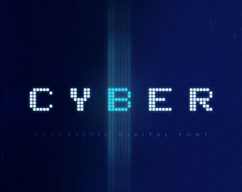 Fuente de píxeles de tecnología cibernética / Fuente de ciencia ficción digital / Fuente de ciencia ficción pixelada