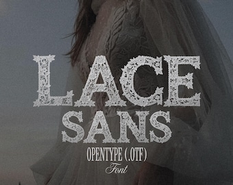 Lace Sans - Elegante fuente bordada para bodas - Fuente vintage delicada y romántica
