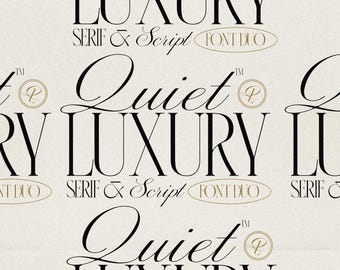 Lujo silencioso - Dúo de fuentes modernas con serifa y script - Pareja de fuentes modernas - Serifa y script de firma para logotipos, marcas y papelería de bodas