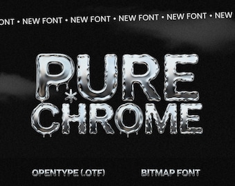 Pure Chrome - Fuente futurista de metal plateado - Fuente grunge fluida Y2K