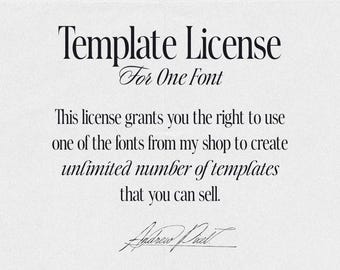 Licencia de plantilla (Utilice una fuente en Canva, CorelDRAW, TempleTT, etc. para crear plantillas)