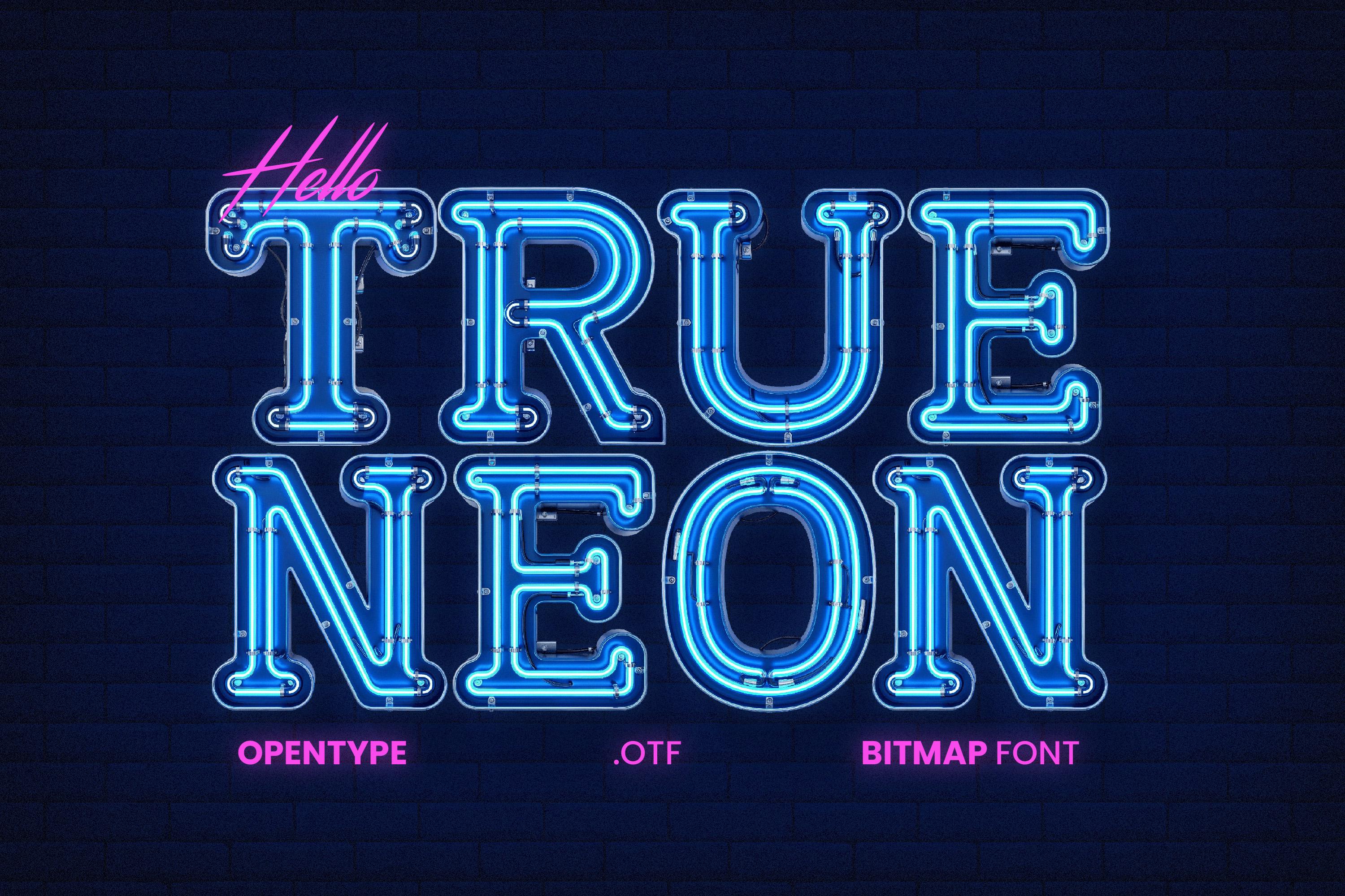 Neon Bitmap True Neon - Blue Futuristic Bitmap Font - Etsy