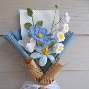 Crochet Flowers Bouquet Handmade, Finished Product, Lily, Tulip for Anniversary,Birthday, National Girlfriend&#39;s Day boyfriend forever gift