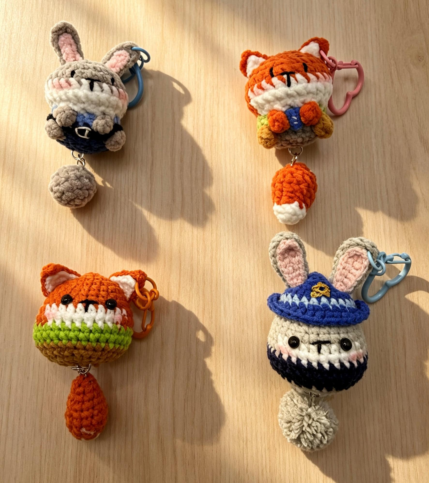 アクセサリー tolucky198553 Handmade Crochet Rabbit Fox Keychain Bag Charm With Flower